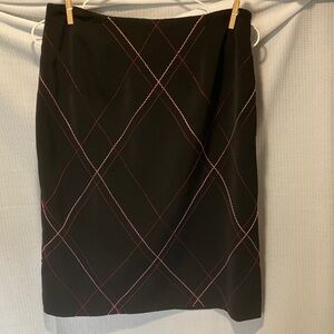 Michele Black Pencil Skirt with Pink Pattern